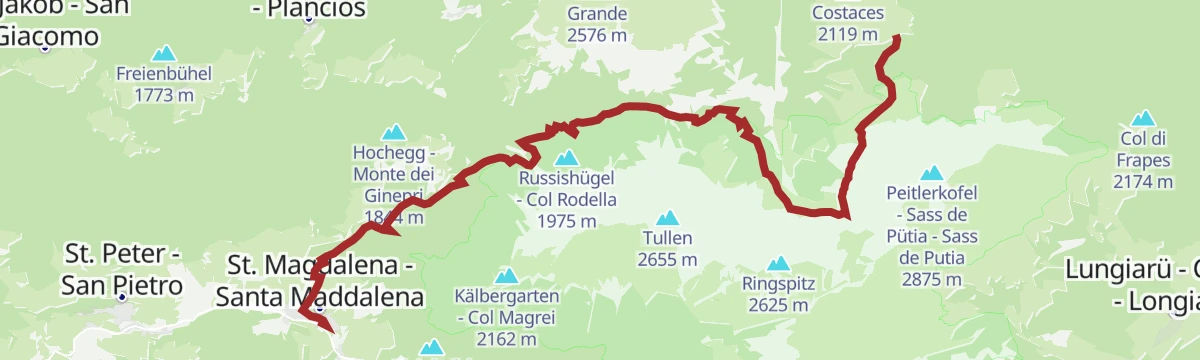 Route map: Da S. Maddalena attraverso Halsl al Passo delle Erbe